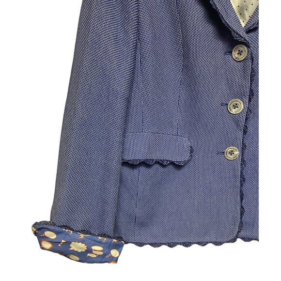 Maison Common Blue Tweed Silk Cotton Evening Jacket Caption Lining Women's EU 42 - Picture 4 of 10